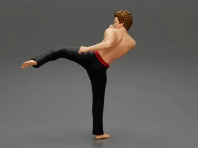Karate man in a red belt 3D print model