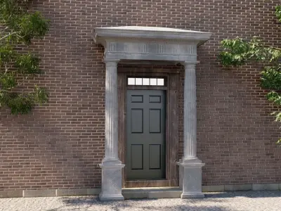 Portico Entrance Porch Door Surround with Doric Column  3D model