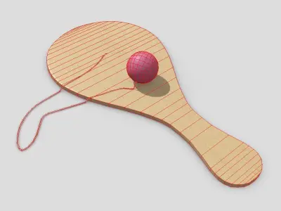 Paddle Ball Low-poly 3D model
