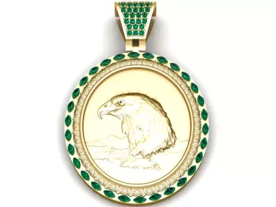 Eagle Head Gold Pendant 3D print model