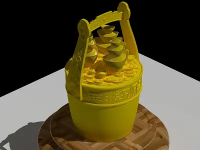 Chinese gold ingot bucket 3D model
