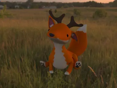 Deer-Fox low poly rigged Low-poly 3D model