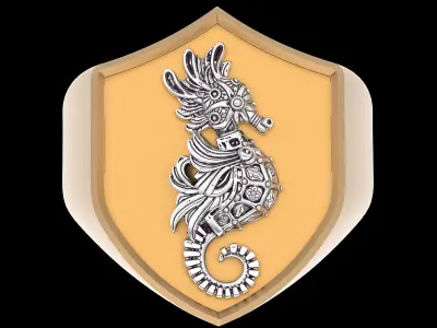 Seahorse man ring silver gold jewelry 3D print model