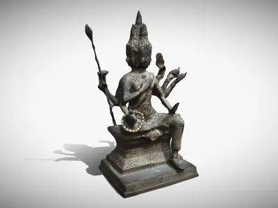 Brahma statue Low-poly 3D model