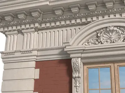 Classic facade with rusticated stone 3D model