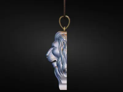 3d Lion face pendant for print 3D print model