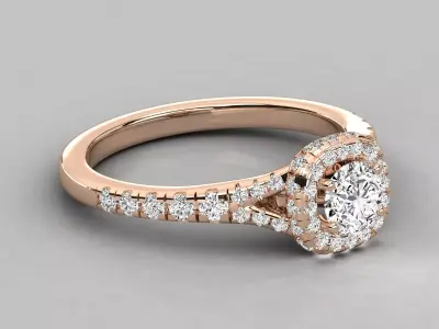 Luxury Double Halo Diamond Ring CAD Design With Pave Shank 3D print model