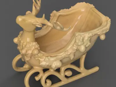 Santa Sleigh Christmas Decorations planter - vase - garden 8 3D print model