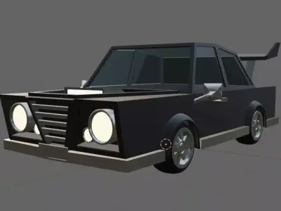 Low-poly Black Old Car Free low-poly 3D model