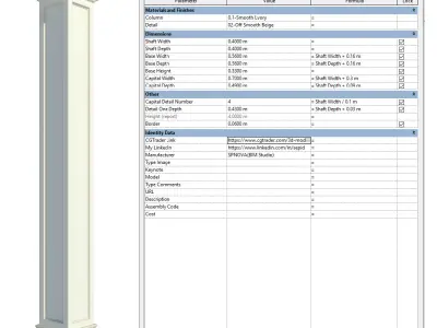Parametric Classic Columns Family for Revit Pack Four 3D model