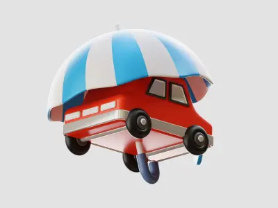 Car Insurance 3D Illustration Low-poly 3D model