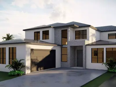 American House Traditional Residential Home 3D Model 3D model
