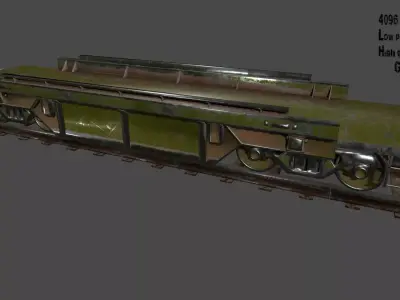 train car on tracks Low-poly 3D model