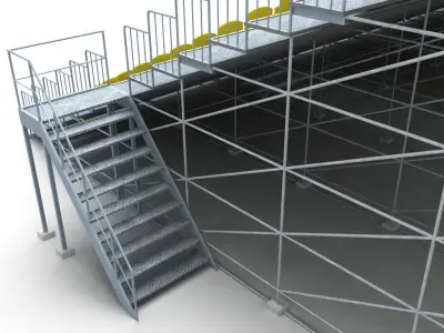 Stadium tribune scaffolding large 3D model