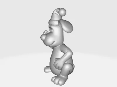 Cute Christmas Dog Figurine Holiday Decor Cartoon Style 3D print model