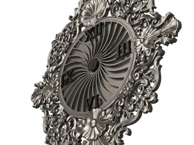 Classic Wall Clock 010 Chrome Low-poly 3D model