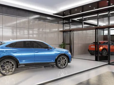 Audi Q3 Modern Showroom - Hipoly 3D Model - blender - fbx - obj 3D model