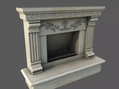 Neoclassical Ornate Fireplace with Fluted Pilasters   3D model