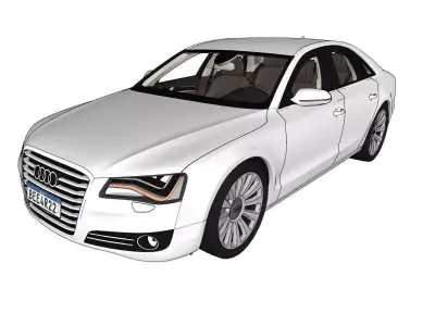 Audi A8 D4 car for games Low-poly 3D model
