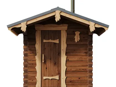 Bathhouse 01 made of timber 3D model