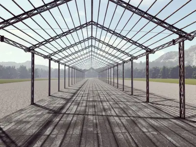 Detailed Building steel canopy- Exterior 3Dsmax - Revit 3D model