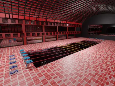 Swim Stadion-Stadium pool-Arena pool Low-poly 3D model