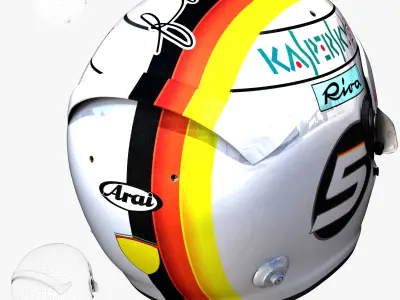 Vettel helmet 2018 Low-poly 3D model