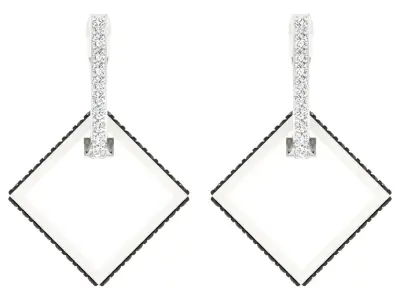 Light Weight White Gold Diamond Earring  -EAR-023 3D print model
