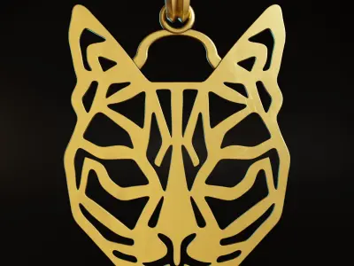 Feline Cat Stylized Pendant Amulet Necklace Design 3D print model
