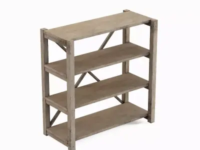 Wide Pottery Shelf 02 Low-poly 3D model