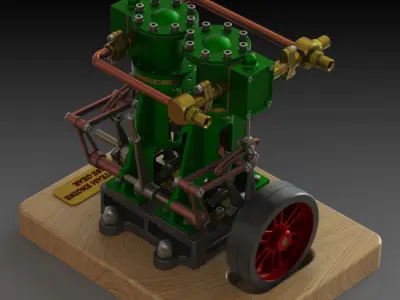 VERTICAL TWIN STEAM ENGINE - WITH REVERSE GEAR 3D model