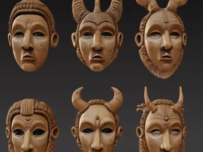 African Tribal Mask Collection Vol 1 Unique Design Wall Ar 3D print model