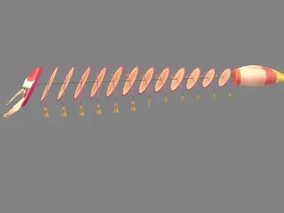 cartoon centipede kite - origami animals Low-poly 3D model