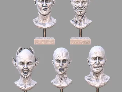 Head Sculpture Set Vol 01 Low-poly 3D model