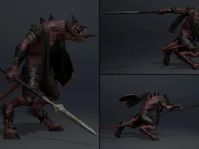 Ghost Spearman Arm2 Low-poly 3D model