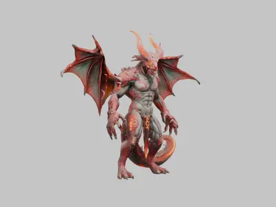 Red Dragon Wyvern 3D Model Low-poly 3D model