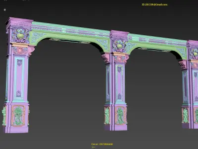 Classic Royal Wooden Arch Column 3D model