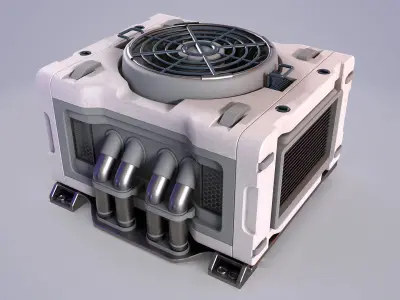 Sci-Fi air conditioner  Low-poly 3D model