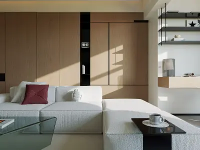 modern living room dining room interior scenes  3D model