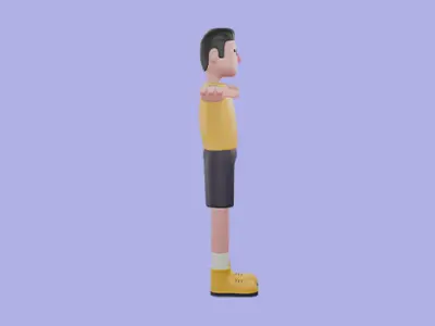 Stylized 3D Male Fitness Trainer Character - Cartoon Sport Man 3D model