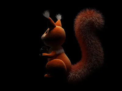 animal squirrel holding egg 3D model