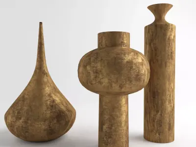 Old bronze vases 3D model