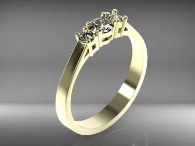 Ring 3Gems Free 3D print model