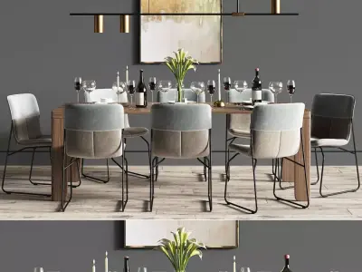 Dinning Set modern dining room 3D model