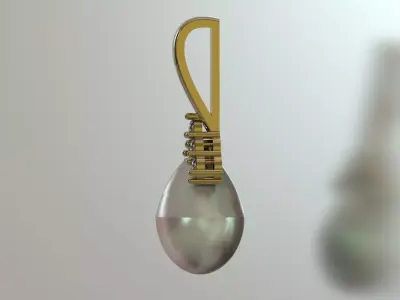 Teardrop Pearl Pendant with Diamond Crown Bail pp0065 3D print model
