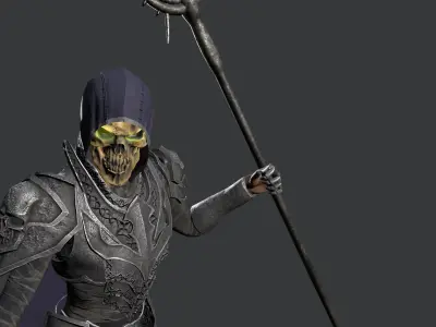 Necromancer knight Low-poly 3D model