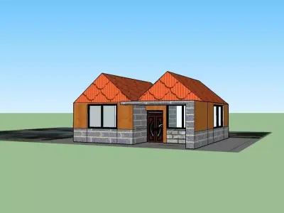 model 2 house with orange roof Free 3D model