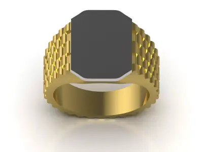 Men Two-Tone Gold Rolex stl 3dm Ring Model mr0262 3D print model