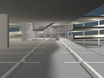Parking garage building in cutaway section 25-28 3D model