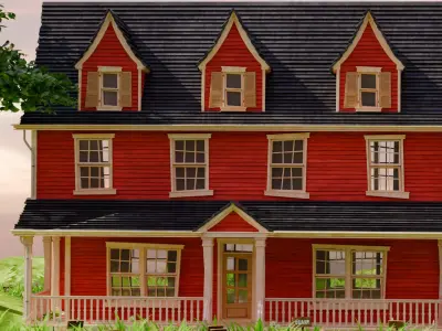 American Style Cottage Exterior 02 Low-poly 3D model